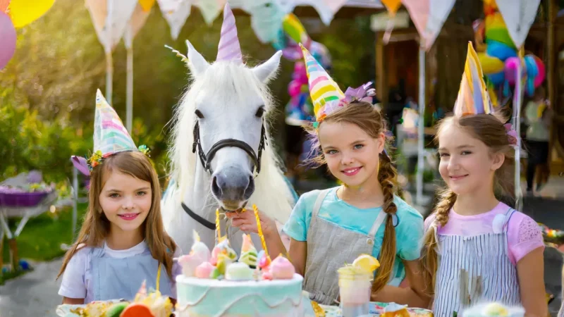 Einhorn Party mit Freunden.