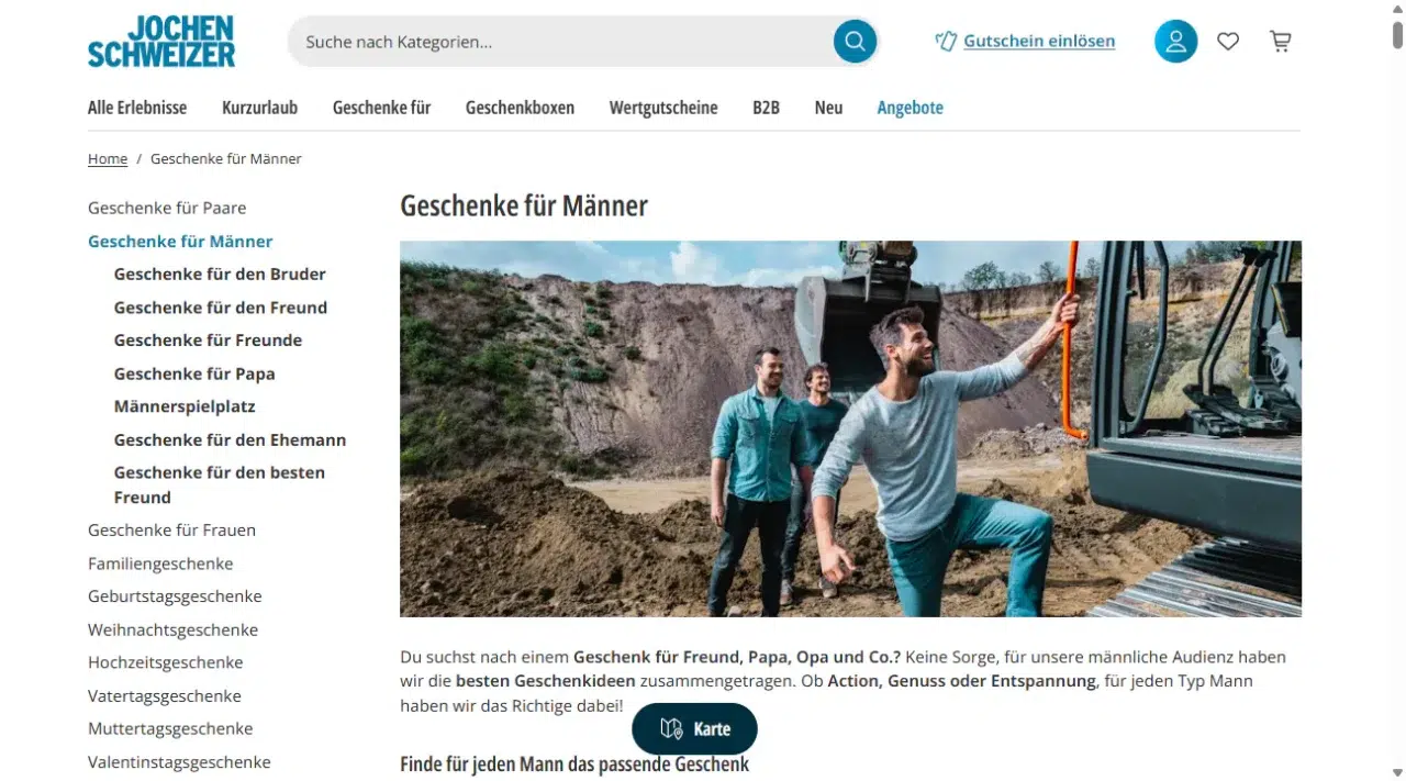 Geschenke für Männer von Jochen Schweizer